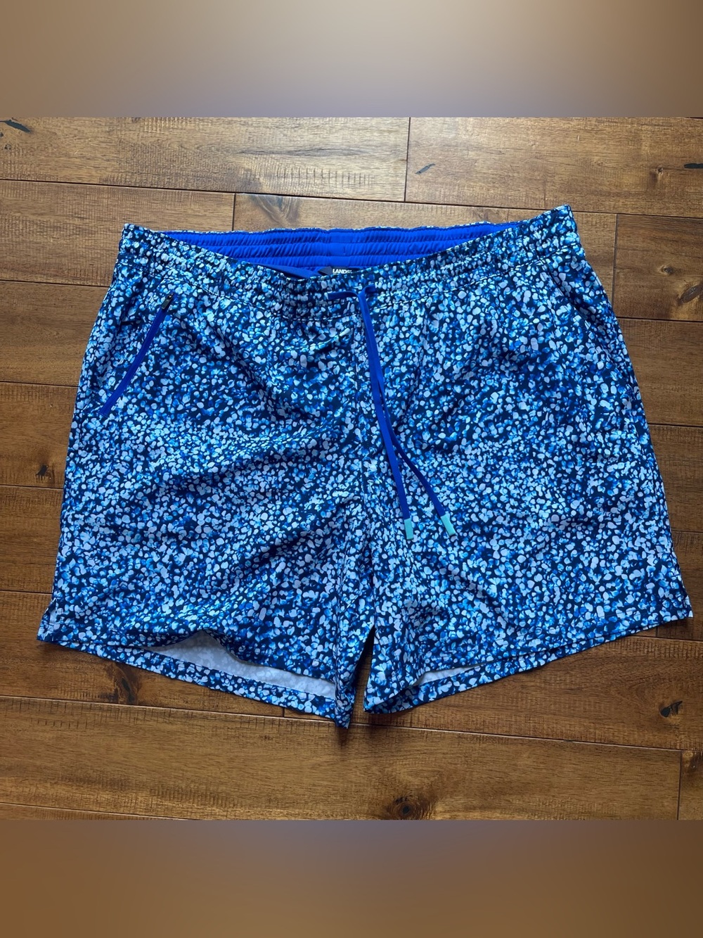 NWOT Land’s End Men's XXL (46-48) Navy Swim Shorts  Drawstring Mesh Liner Trunks